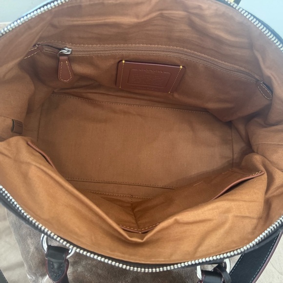 COACH Cara denim with Calfskin shoulder bag - Picture 7 of 12